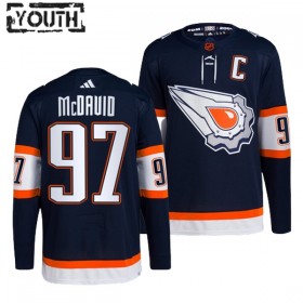 Edmonton Oilers Hockeydrakt Connor Mcdavid 97 2022-23 Navy Reverse Retro 2.0 Adidas Authentic - Barn